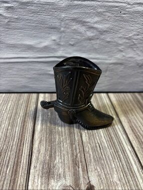 Collectible Vintage Die-Cast Metal Cowboy Boot Pencil Sharpener Dark Bronze #114